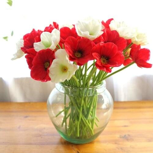 New 10pcs/lot Poppies Artificial Flower Home Party Decoration Accessories Flower Branch DIY Handmade pretty Craft Fake Flowers