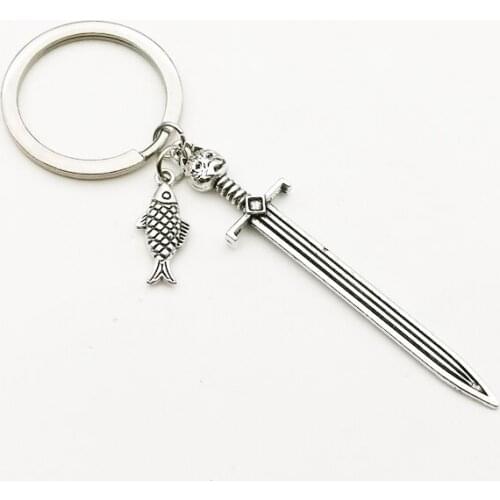 New Big Cat Sword Retro Pendant Key Ring Cute Fish Ornament Key Ring Gift for Men Women Key chain Charm Bag Wallet Jewelry
