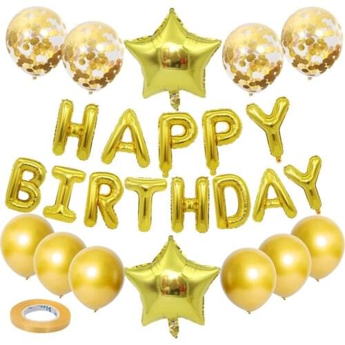 New 25Pcs/Set Birthday Party Balloons Decoration Durable Latex Letters Balloon Reusable Holiday Birthday Party Decor Supplies