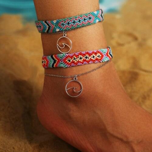 New wave pendant beach foot chain creative folk hand woven foot accessories