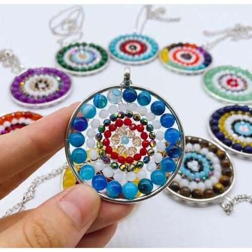 Orgonite Necklace Natural Crystal 7 Chakras Blue Agate Gemstone Malachite Aventurine Pendants Reiki Healing Energy Meditation