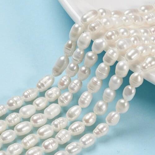 PandaHall 1Strand 6~7x5~5.5mm Natural Pearl Loose Beads Strands for Jewelry Making DIY Findings Components Hot Rice, Seashell