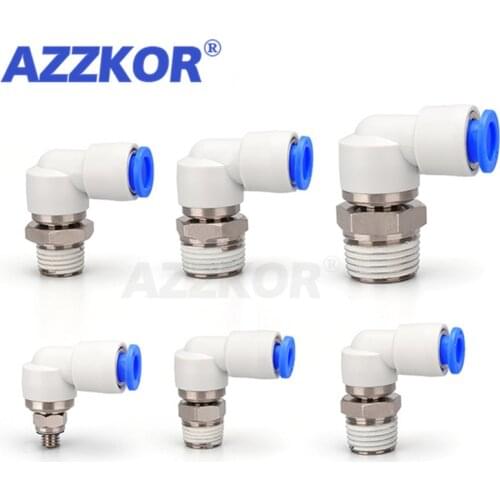AZZKOR Pneumatic 360 Degree High Speed Rotating Hose Male Thread Quick Connector Right Angle Quick Elbow Connector1/8"1/4"3/81/2