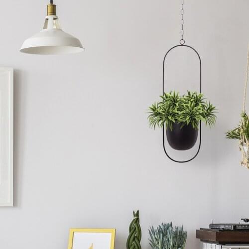 Nordic Style Hanging Iron Plant Flower Pot Garden Balcony Succulent Chain Hanger Swinging Basket Home Graden Decorative Holder