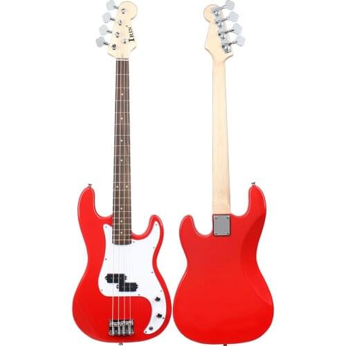 Professional 20 Frets 4 String Electric Bass Guitar Red Basswood Bass Guitar Stringed Instrument With Connection Cable Wrenches