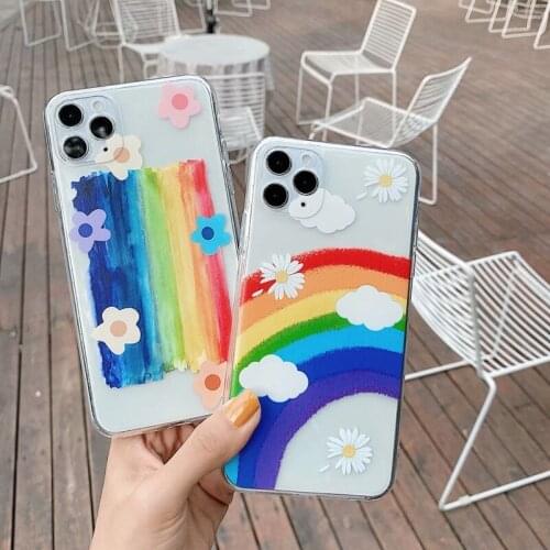 Rainbow Daisy Colorful Glitter Phone Case For IPhone 11 Pro SE 2020 X XR XS Max 7 8 6 6s Plus Transparent Soft TPU Back Cover