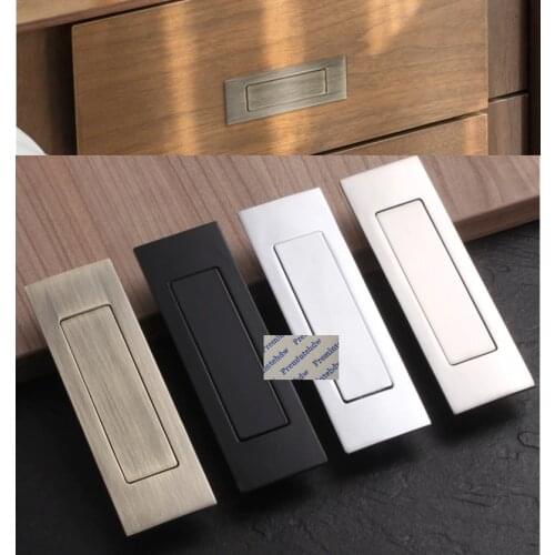 Zinc Alloy Barn Sliding Pocket Wooden Frame Door Closet Cabinet Recessed Flush Finger Pull Spring Dust Cover