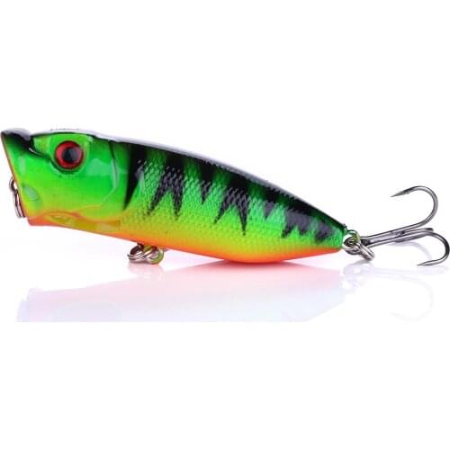 1Pcs 7cm 12g Popper Fishing Lure Hard Artificial Bait Topwater with 2 Treble Hooks Fishing Wobblers Crankbait Pesca