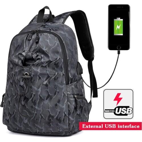 Large Capacity Men Backpack USB Charging Laptop Bag Weekend Travel Backpack Women Camouflage Outdoor Rucksack School Bags