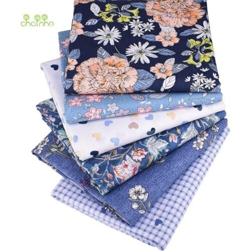Chainho,2019 Blue Floral Series,Printed Twill Cotton Fabric,Patchwork Cloth,DIY Sewing&Quilting Material For Baby&Children,Meter