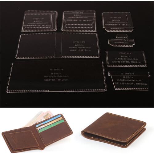 WUTA 891 Acrylic Short Wallet Template Leather Craft Tool Coin Case Pattern DIY Cutting Model for making Men Thin Wallet Purse