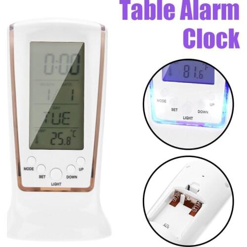 1pcs LED Digital Clock Alarm Clock Blue Backlight Table Desk Sleep Alarm Clock Timer Temperature Calendar Display