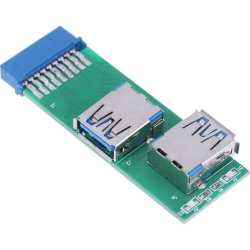 1Pc Internal Mainboard 2 Ports USB 3.0 Female to 20 Pin Female Header Adapter