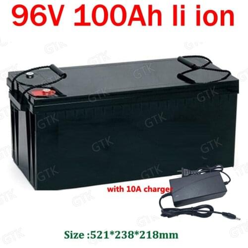 Waterproof 96v 100ah lithium ion Rechargeable bateria for car bus Golf trolley RV AGV Marine Tourist car Caravan + 10A Charger
