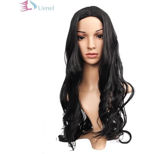 UENEL European and American Long Black Wavy Synthetic Wigs For Women Cosplay Heat-resistant 28Inch Free Shipping
