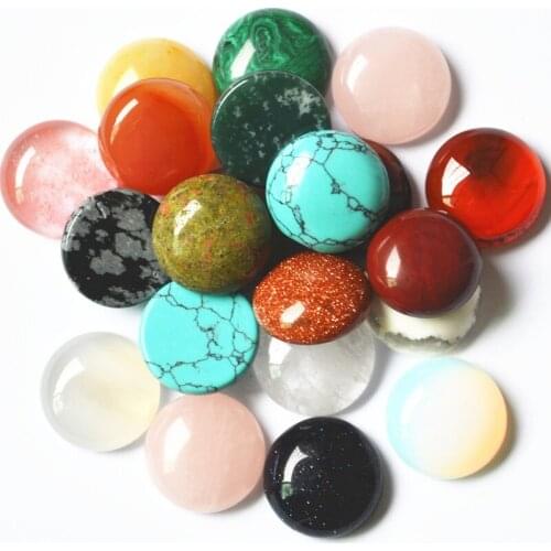 16*16MM 50Pcs/lot Best Selling Nature Stone Cabochon Rings Surface Assorted Beads for Jewelry Beads Round CAB CABOCHN