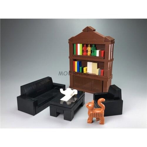 2sets/lot MOC Bricks DIY Furniture Black American style Sofa Set Educational Building Blocks Figure toys children Xmas gift
