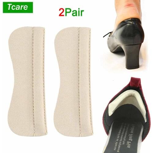 Tcare 2Pair Foot Care Heel Grips Liner Microfiber Leather Cushions Inserts Pad for Loose Shoes Too Big Improved Shoe Fit Comfort