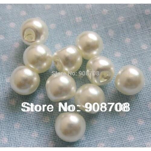 200Pcs Side Hole Milk White Plastic Pearl Buttons 6mm/8mm/10mm/12mm Round for Garment Sewing Buttons H0218