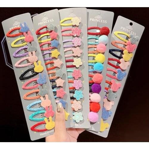 5/10pcs/Set Girls Cute Cartoon Animals Fruits Hairpins Sweet Hair Ornament Headband Hair Clips Kids Fashion Hair Accessories