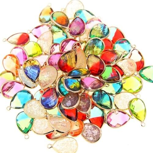 10pcs Mixed Golden Drop Shape Multi-faceted Resin Beads for DIY Earring Pendant Handmade Jewelry Finding