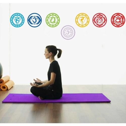7PCS/set Chakras wallpaper Stickers Mandala Yoga Om Meditation Symbol Wall Decal Chakra Home wall decor Decoration Wall 19X19cm