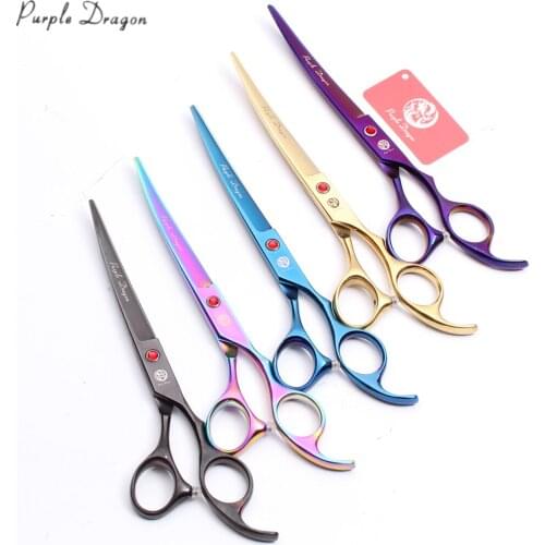 8.0" 21cm JP Stainless Purple Dragon Bend Up Shears Pet Scissors Animal Scissors Dog Grooming Scissors Dog Curved Scissors Z4008