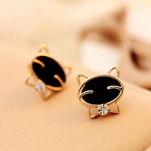 Promotion Black Smile Cat Ear Exquisite Top Quality Fashion Stud Earrings Jewelry