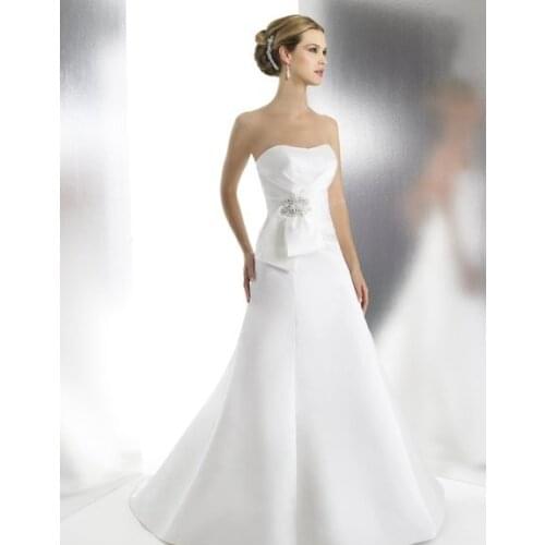 Satin trumpet Soft sweetheart custom karakou train gems crystals glass seed beads Bow medallion Bespoke Wedding Dresses