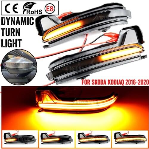 For Skoda Kodiaq 2016-2020 Car Accessories LED Dynamic Turn Signal Blinker Side Mirror Sequential Rendering Indicator Light Lamp