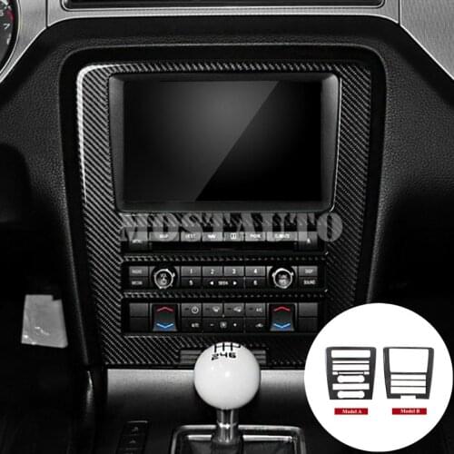 For Ford Mustang Carbon Fiber Center Console CD & AC Panel Trim Cover 2009-2013 Black/Red 1pcs Car Accessories Interior