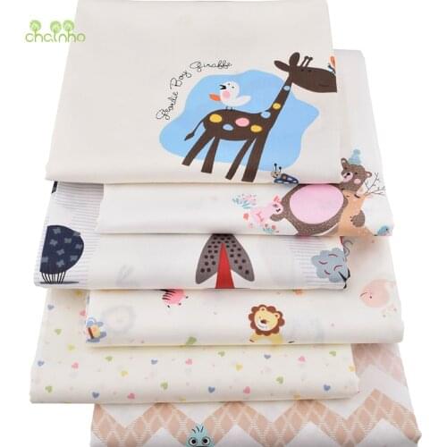 Chainho,6pcs/Lot,Printed Twill Cotton Satin Fabric,Cartoon Series,Patchwork Cloth,DIY Sewing Quilting Material For Baby&Children