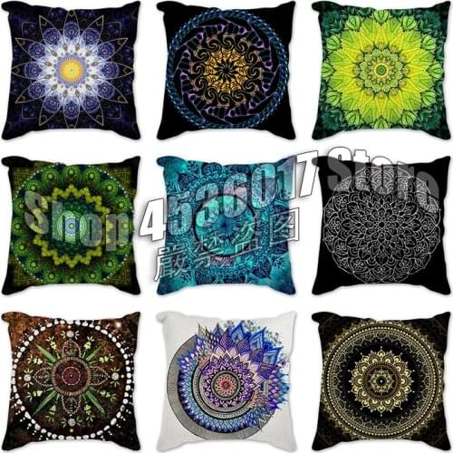 Cushion Cover Decoration Sticker Flower of Life Mandala Printed Pillow Case Pillowcase Bedroom Sofa Car Seat Chair Decoration