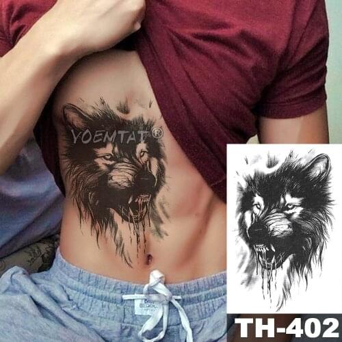 Skull Forest Wolf Temporary Tattoo Sticker Lion Tiger Waterproof Tatto Warrior Soldier Body Art Arm Fake Tatoo Men Women