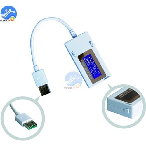 DC4-30V Dual USB Current And Voltage Battery Capacity Flash Charge 10-in-1 Tester Digital Display 0-5A 0-99 hours 0-150W