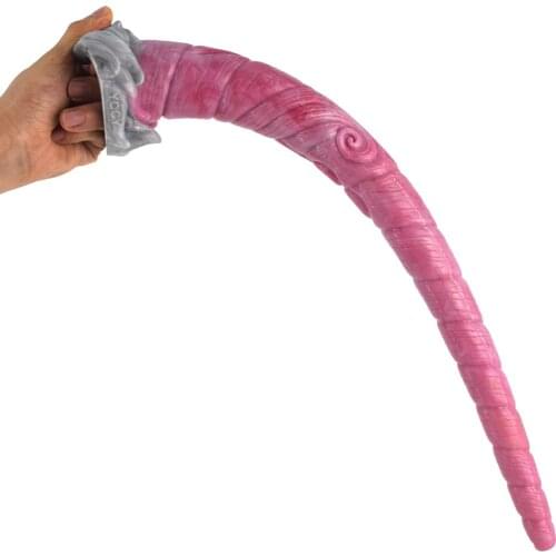 FAAK Super Long butt Plug With Suction Cup Gory Raw Meat Color unicorn Thread Anal Dildo Anus Massage Sex Toys For Women Man