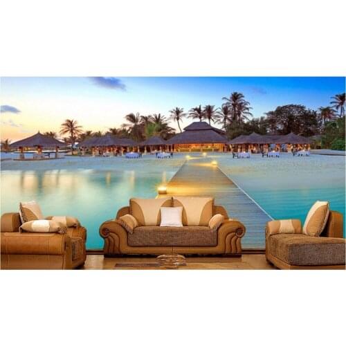 Custom photo 3d wallpaper Beach vacation decoration painting wall papers home decor 3d wall murals wallpaper for living room