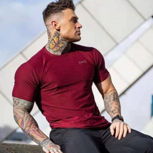 Mens T-shirt New fitness leisure training running Compressed Quick-Dry O-Neck Short Sleeves Tight Breathable Stretch Sportswear
