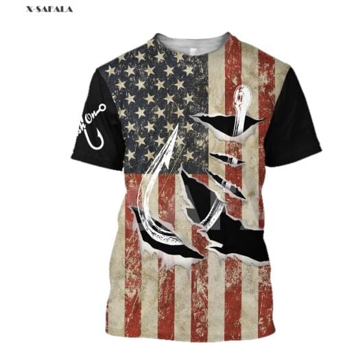 Hunting Fishing Lover Life USA American 3D All Printed T-shirt Men Women Unisex Summer Casual Top Tee Streetwear Harajuku