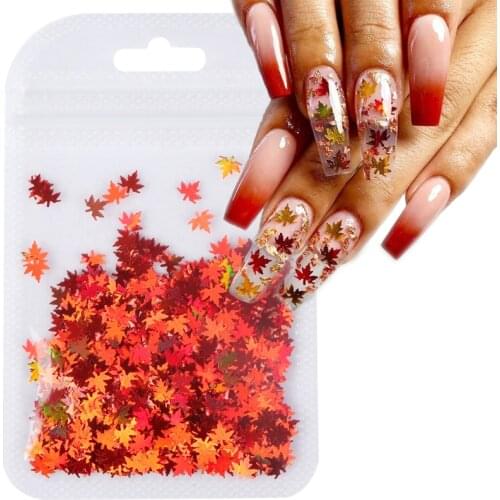 Holographic Maple Leaf Nail Art Sequins Laser Butterfly Letter Glitter Flakes Polish Manicure Nail Art Decoration Accessories