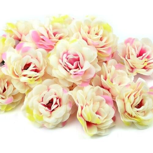 20Pcs 7cm Artificial Silk Rose Flowers Heads For Home Wedding Decoration DIY Wreath Craft Fake Flower Wall Accessories