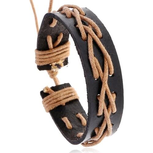 Jessingshow Handmade Fashion Jewelry Wrap Multilayer Leather Braided Rope Wristband Men Punk Bracelets & Bangles For Women