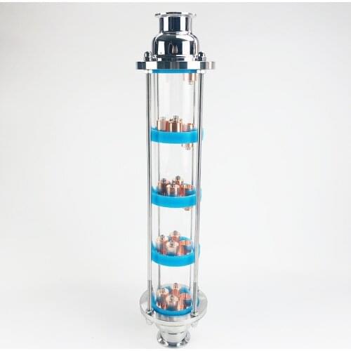 New Type 3" Distillation Lens Column With 5pcs Copper Bubble Plate Sets,Tri-Clamp Sight Glass Union Stainless Steel 304