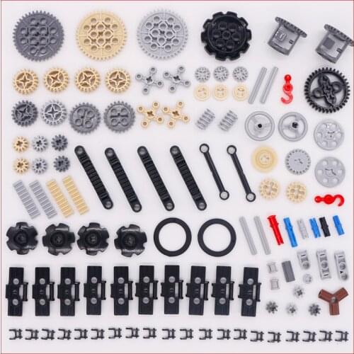 MOC Technic Building Blocks Parts Bulk Gear Axle Conector Wheel Chain Link Creator Expert Car Mindstorms Accessories Bricks Toys