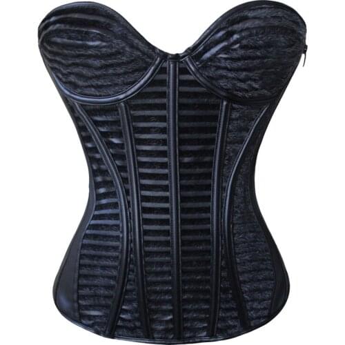 Women Bustier Corset Sexy Steampunk Gothic Lace Up Boned Shaper Overbust Waist Slim Trainer Lingerie Top Corsets Black Shapewear