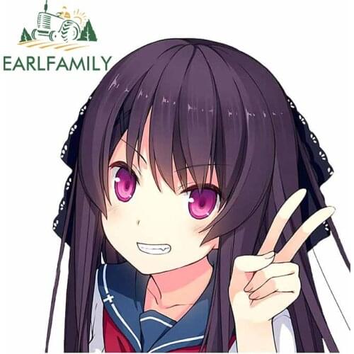 EARLFAMILY 13cm x 12.5cm for Misaki Peace Creative Cartoon Car Sticker Car Door Bumper Motorcycle Decal Sunscreen DIY Graphics