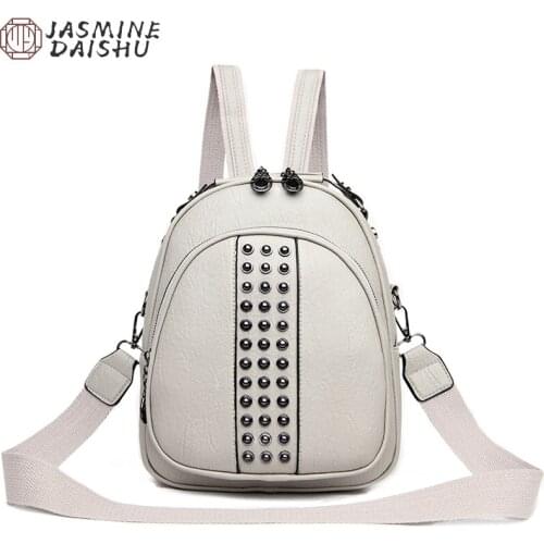 Mini Women Leather Backpacks Travel Backpacks For Women Fashion Rivet Backpack Multifunction School Bags For Teenage Sac a Dos
