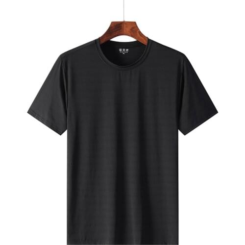 Mens round neck short sleeve T-shirt 2021 new large ice silk breathable high-end t-shirt mens top