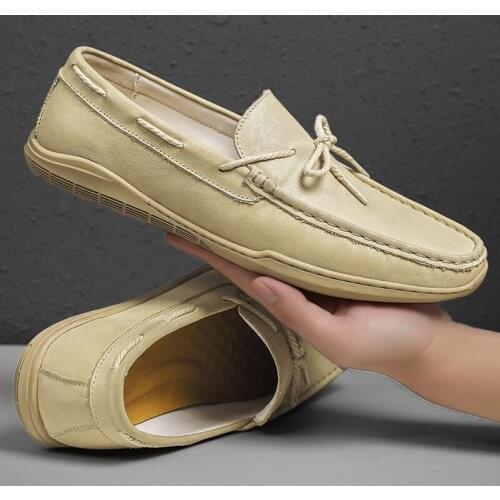 Men Leather Loafers High Quality Genuine Leather Shoes Cow Leather Casual Driving Shoes Comfortable Breathable Flats
