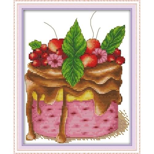 Chocolate cake cross stitch kit aida 14ct 11ct count print canvas embroidery DIY handmade needlework